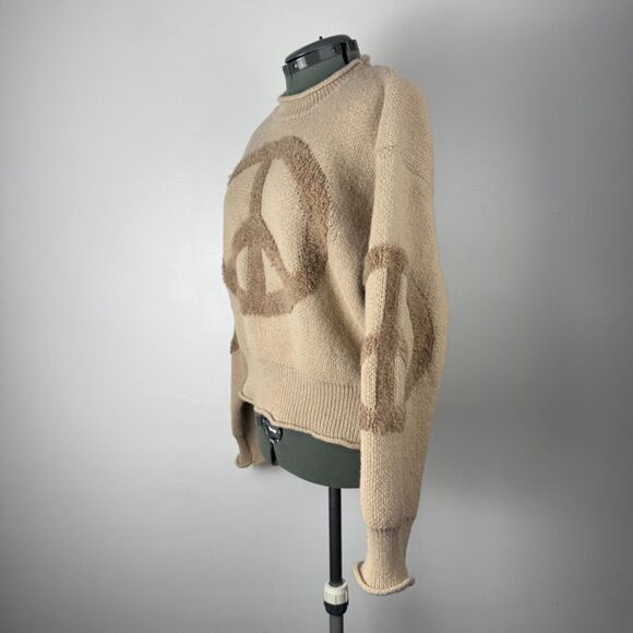 POL Teddy Bear Fuzzy Peach Sign Sweater - Women's Medium, Oversized - Picture 2 of 11